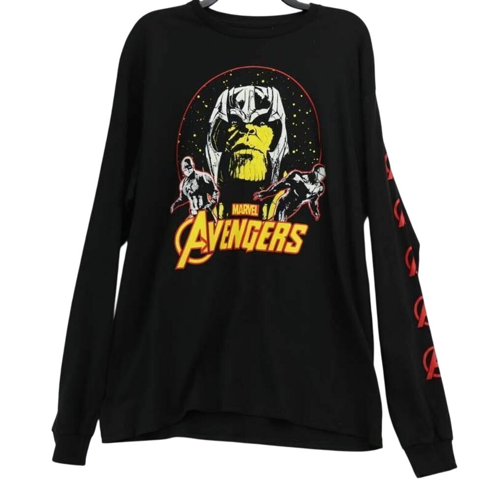 Avengers Endgame Mens Marvel Graphic T-Shirt Black Long Sleeve 100% Cotton L New - Picture 1 of 7